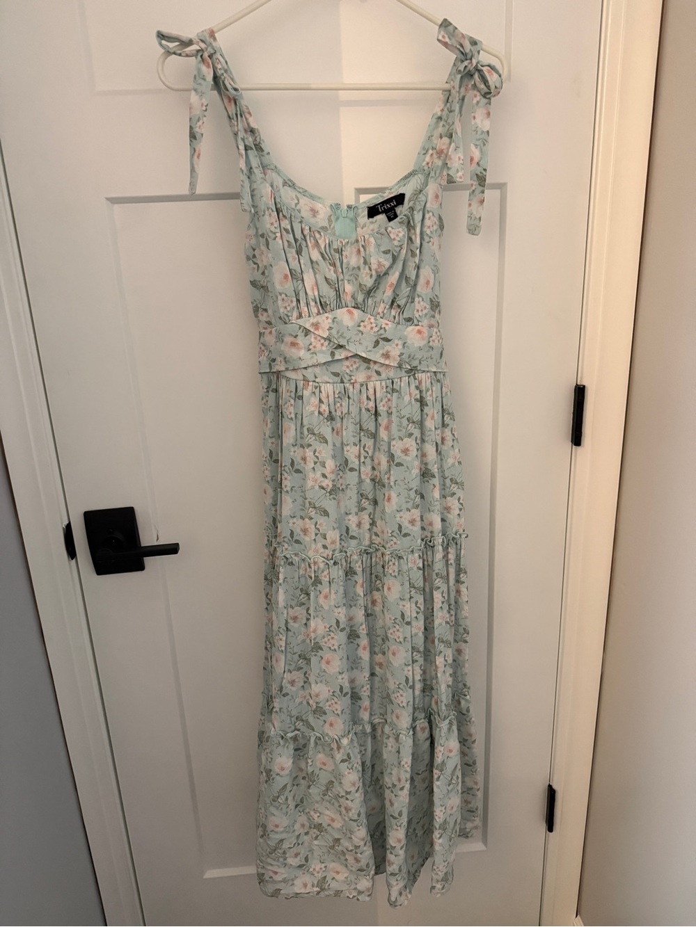 Floral Maxi Dress in Mint With Bows